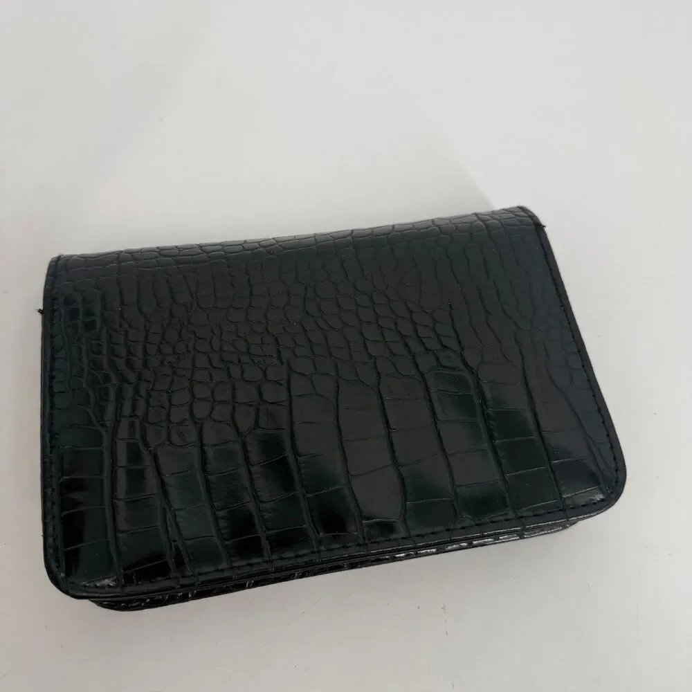 Bebe Fabiola Stamped Crocodile Crossbody Mini Handbag Y2k Clutch 90s Black Gold
